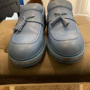 Fluevog 7th Heaven Lindy Blue Tassel Penny Loafers